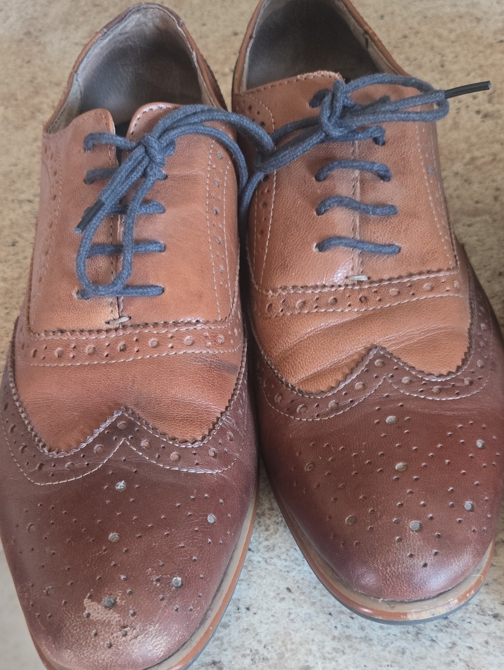 Call It Spring Two-Tone Brown Wingtip Oxfords with Dark Laces Size 12...boots 11